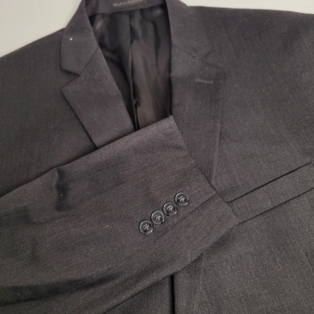 Calvin Klein Blazer Mens 44L Charcoal Grey 100% Wool 2-Button Sport Coat